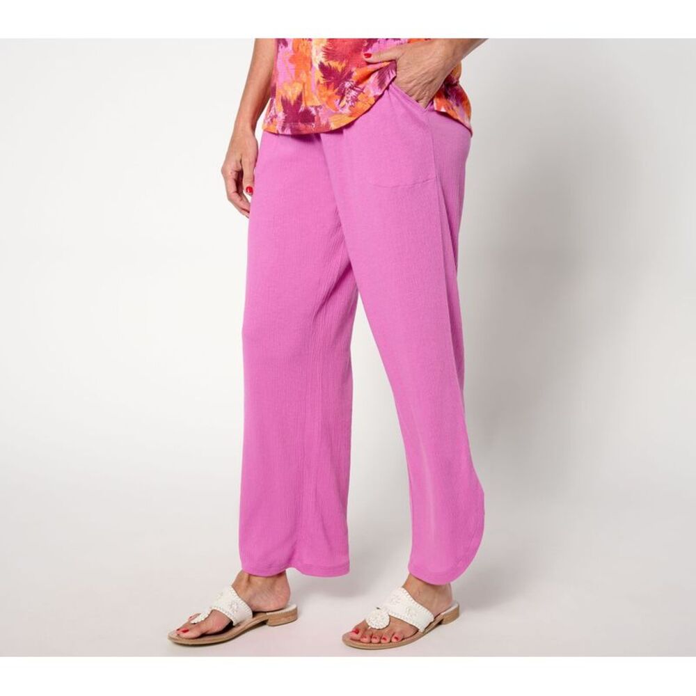 SUNNYLiFE Women's Pants Sz M Denim & Co. Beach Knit Gauze Ankle Purple